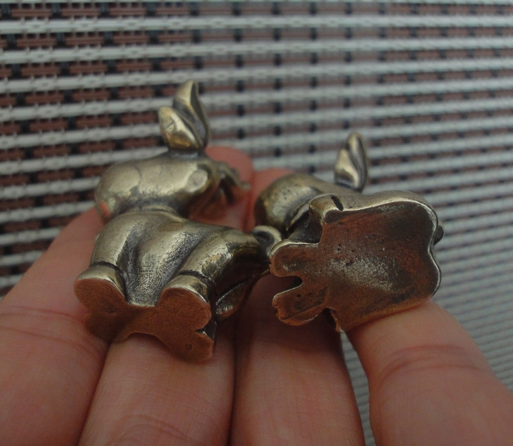 Solid Brass Couple Deer Moose Figurines: Vintage Style Home Decor Statues