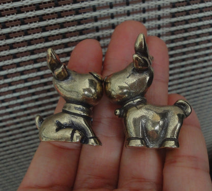 Solid Brass Couple Deer Moose Figurines: Vintage Style Home Decor Statues