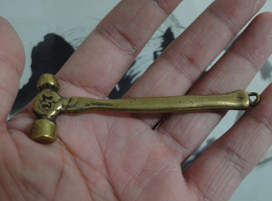 Vintage Brass Hammer Charm Pendant for Keyring and Bags