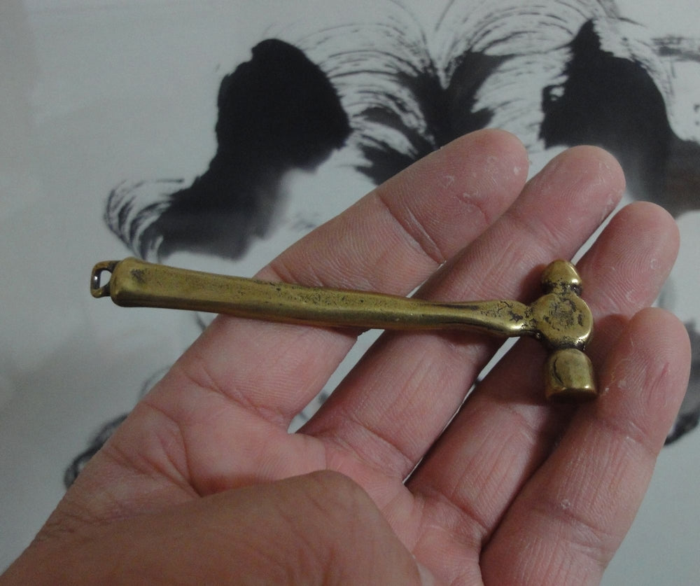 Vintage Brass Hammer Charm Pendant for Keyring and Bags