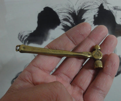 Vintage Brass Hammer Charm Pendant for Keyring and Bags