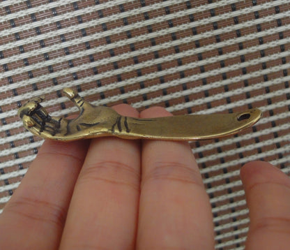 Solid Brass Lucky Right Hand Statue Pendant Vintage Style