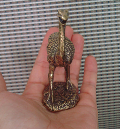 Vintage Style Solid Brass Ostrich Figurine Pure Copper Statue for Garden Decor