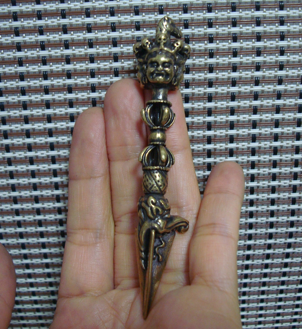 Vintage Tibetan Solid Brass Vajra Pestle Pendant