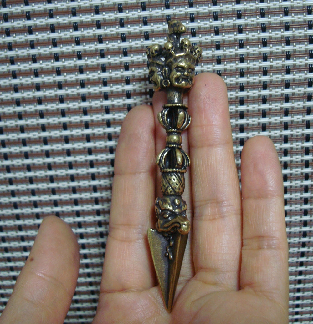 Vintage Tibetan Solid Brass Vajra Pestle Pendant