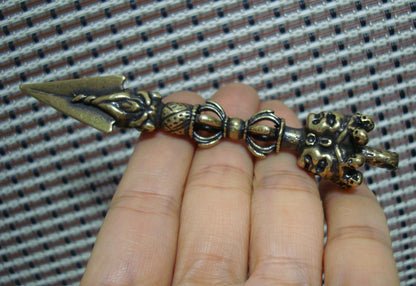 Vintage Tibetan Solid Brass Vajra Pestle Pendant