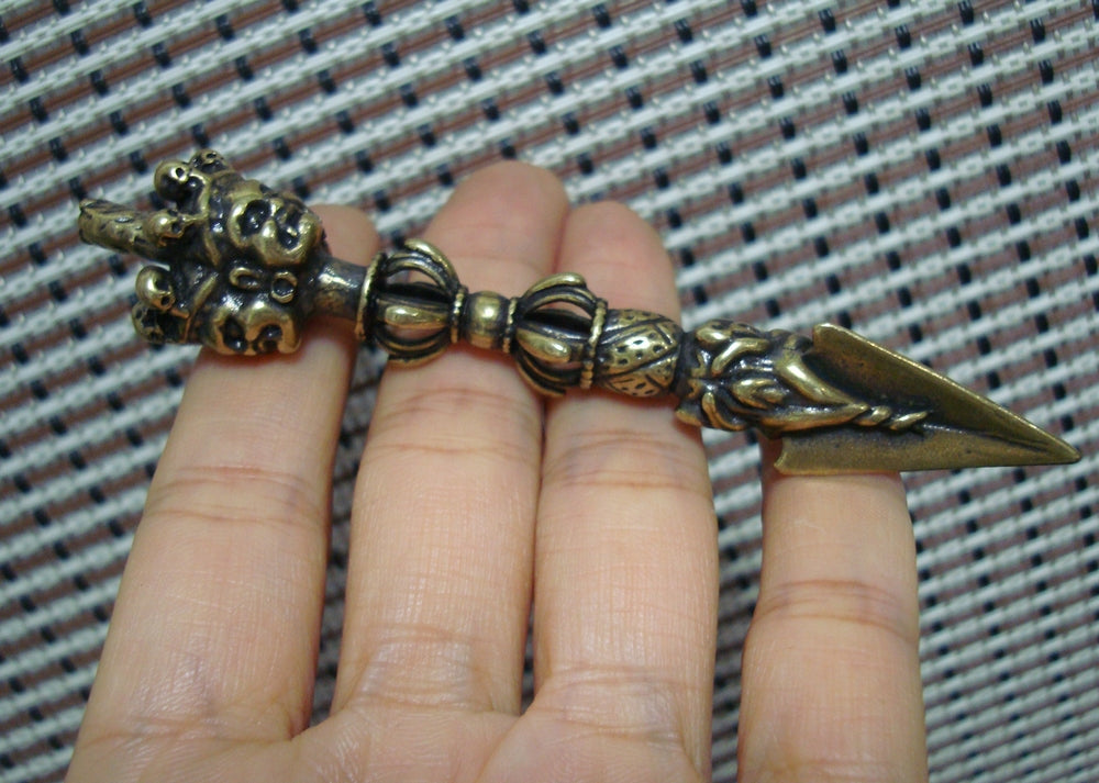 Vintage Tibetan Solid Brass Vajra Pestle Pendant