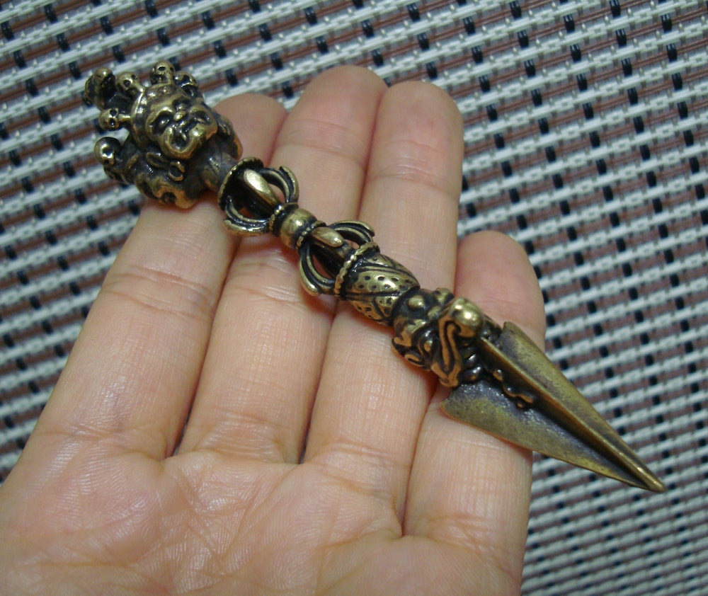 Vintage Tibetan Solid Brass Vajra Pestle Pendant