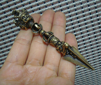 Vintage Tibetan Solid Brass Vajra Pestle Pendant