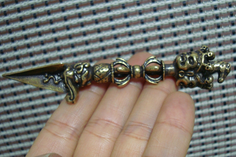 Vintage Tibetan Solid Brass Vajra Pestle Pendant