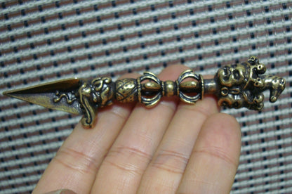 Vintage Tibetan Solid Brass Vajra Pestle Pendant