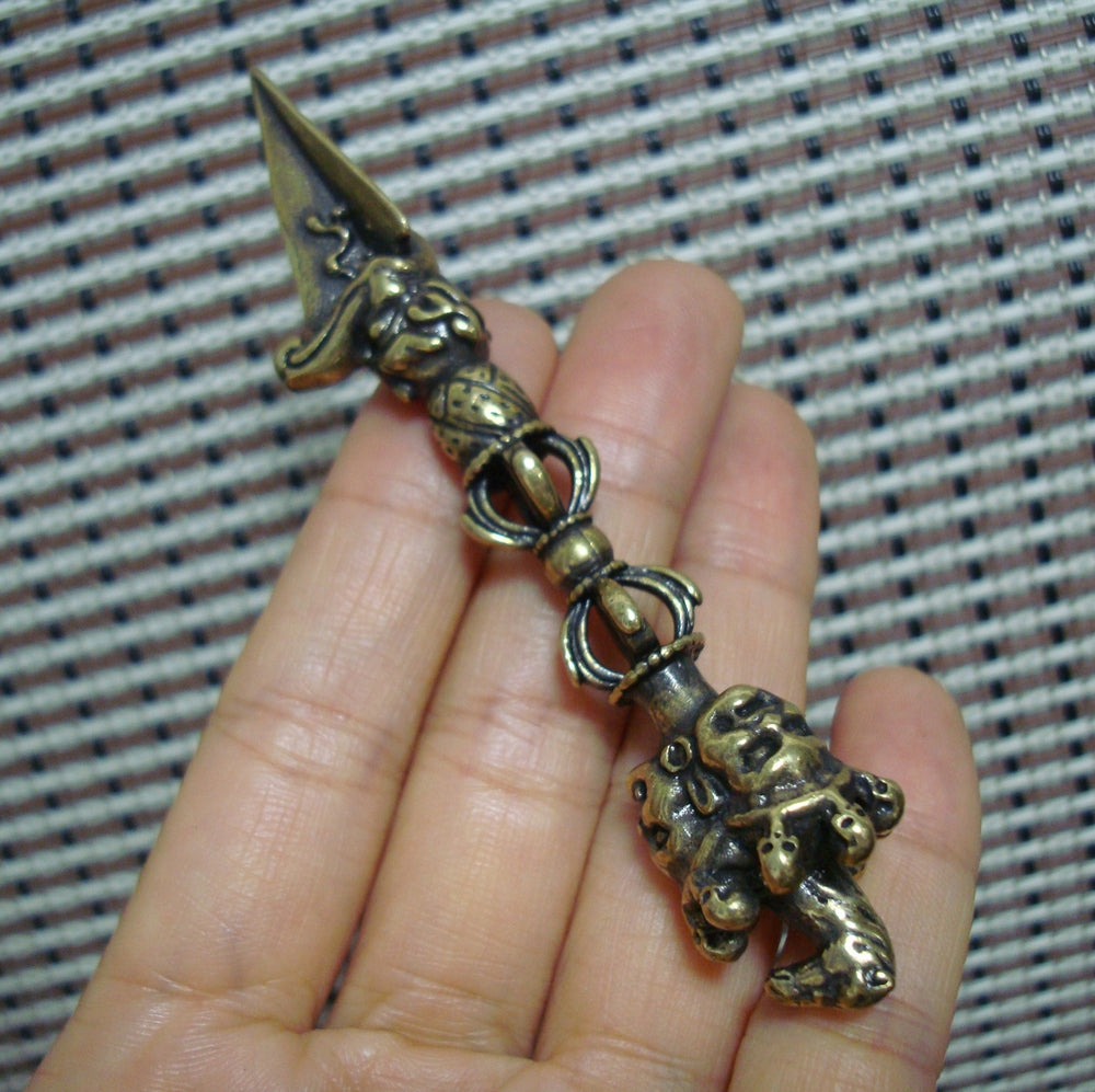 Vintage Tibetan Solid Brass Vajra Pestle Pendant