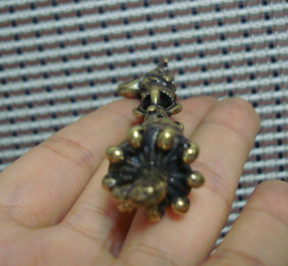 Vintage Tibetan Solid Brass Vajra Pestle Pendant