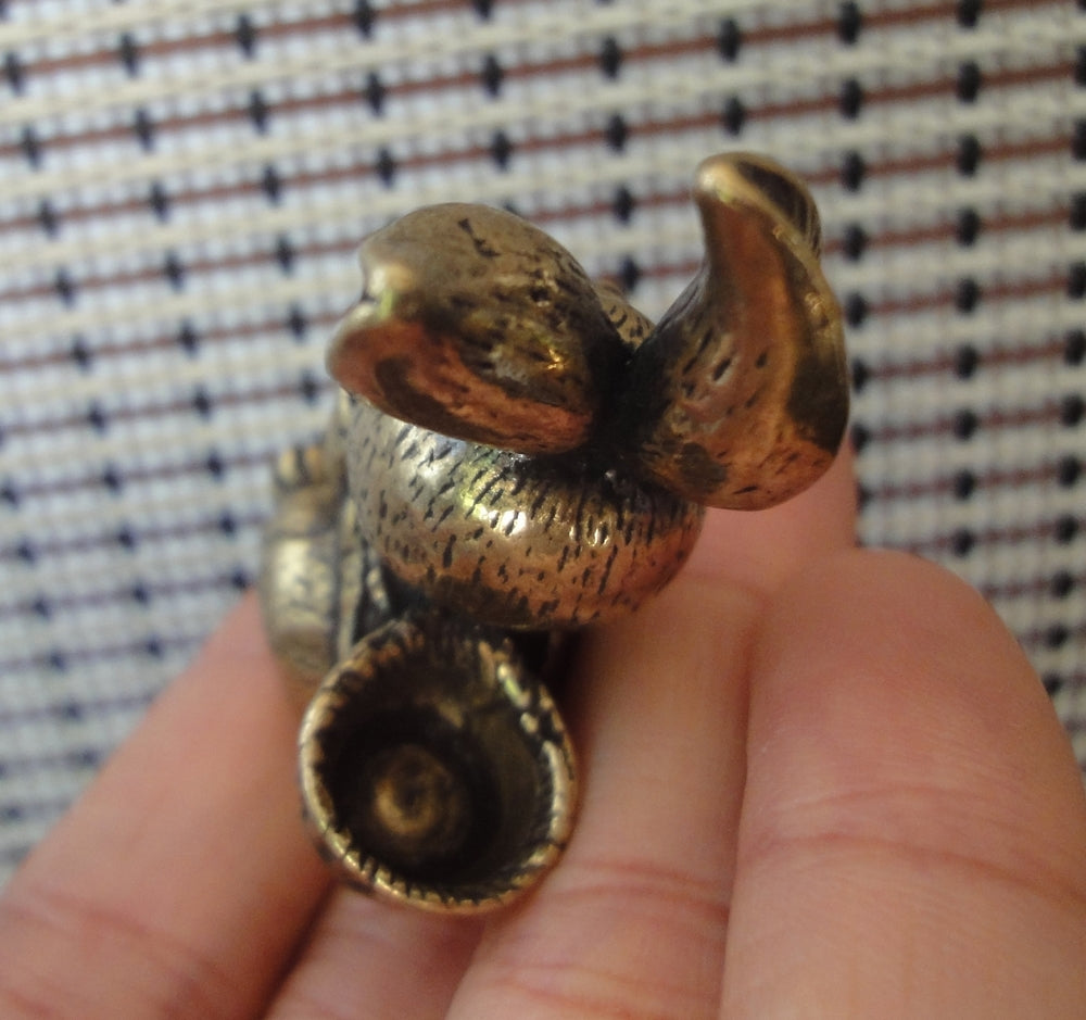 Vintage Solid Brass Bunny Figurine Carrying Baskets of Rabbits Statue