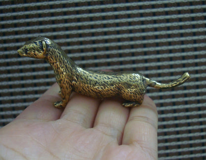 Vintage Solid Brass Weasel Figurine Statue for Home Garden Decor