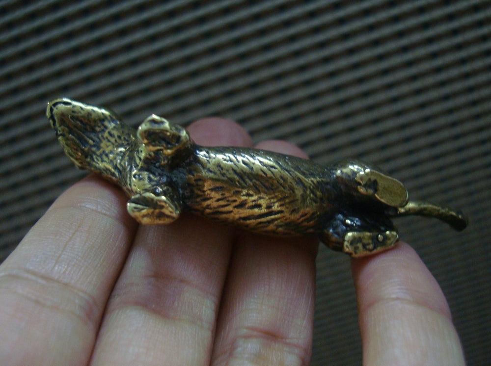 Vintage Solid Brass Weasel Figurine Statue for Home Garden Decor