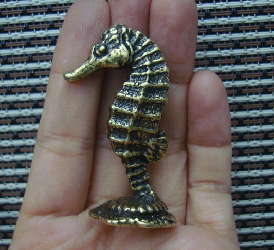 Vintage Solid Brass Seahorse Figurine Statue for Home Garden Decor