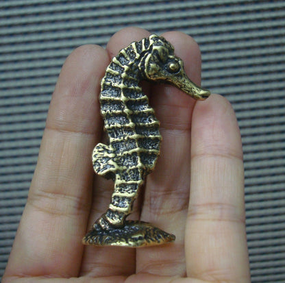 Vintage Solid Brass Seahorse Figurine Statue for Home Garden Decor