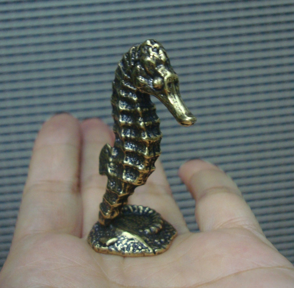 Vintage Solid Brass Seahorse Figurine Statue for Home Garden Decor