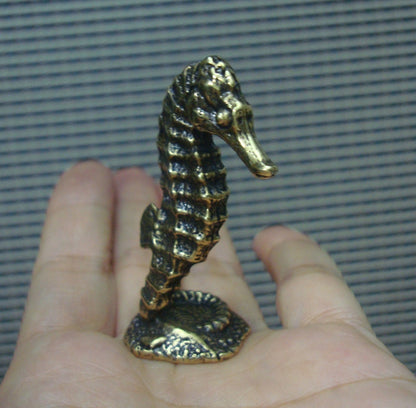 Vintage Solid Brass Seahorse Figurine Statue for Home Garden Decor