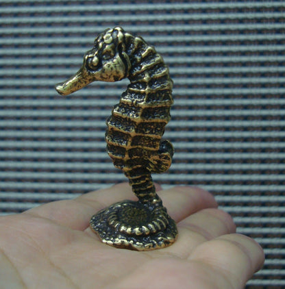 Vintage Solid Brass Seahorse Figurine Statue for Home Garden Decor
