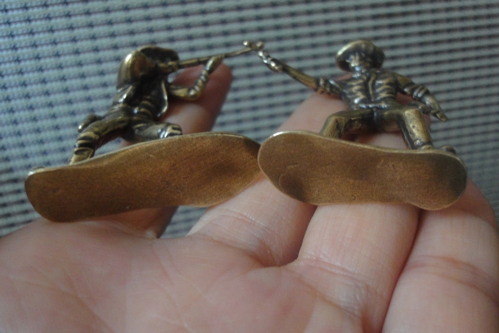 Pair Vintage Brass Cowboy Figurines Western Decor