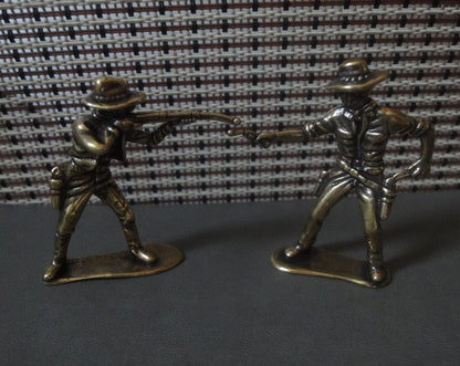 Pair Vintage Brass Cowboy Figurines Western Decor