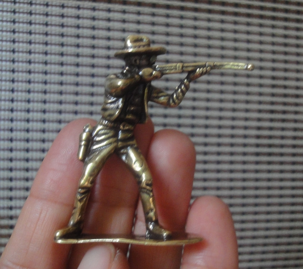 Pair Vintage Brass Cowboy Figurines Western Decor