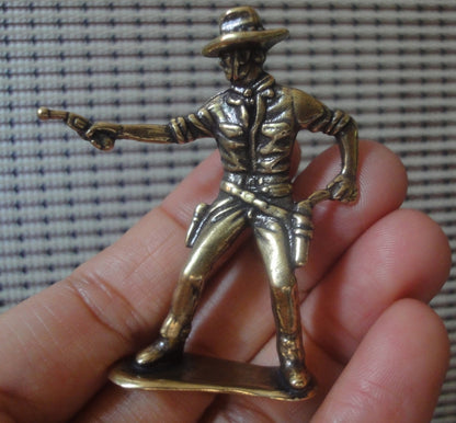 Pair Vintage Brass Cowboy Figurines Western Decor