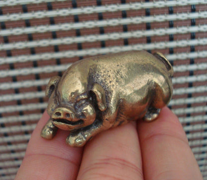 Vintage Style Solid Brass Pig Figurine: Home Garden Decor