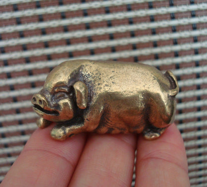 Vintage Style Solid Brass Pig Figurine: Home Garden Decor