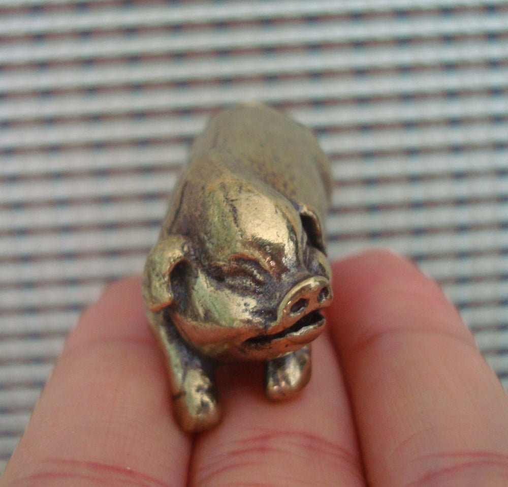 Vintage Style Solid Brass Pig Figurine: Home Garden Decor