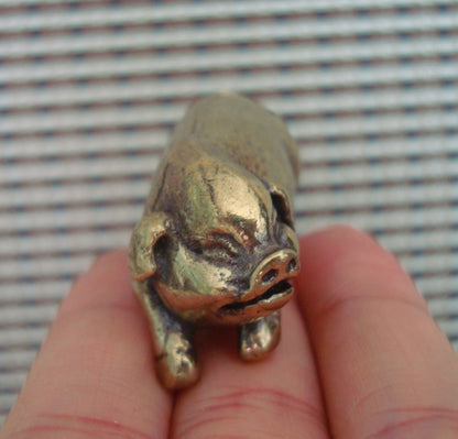 Vintage Style Solid Brass Pig Figurine: Home Garden Decor