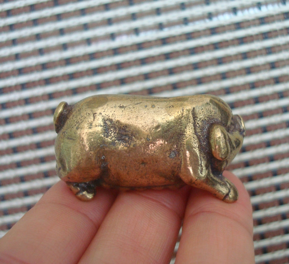 Vintage Style Solid Brass Pig Figurine: Home Garden Decor