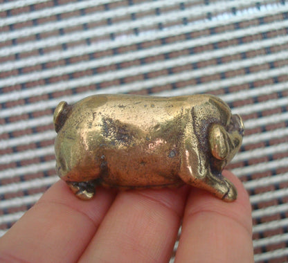Vintage Style Solid Brass Pig Figurine: Home Garden Decor