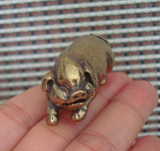 Vintage Style Solid Brass Pig Figurine: Home Garden Decor