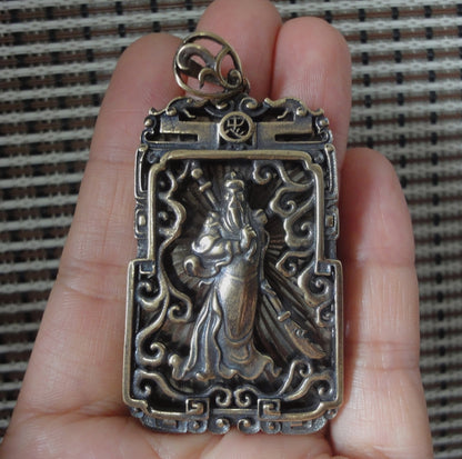 GuanGong Brass Pendant - Traditional Chinese Good Fortune Jewelry