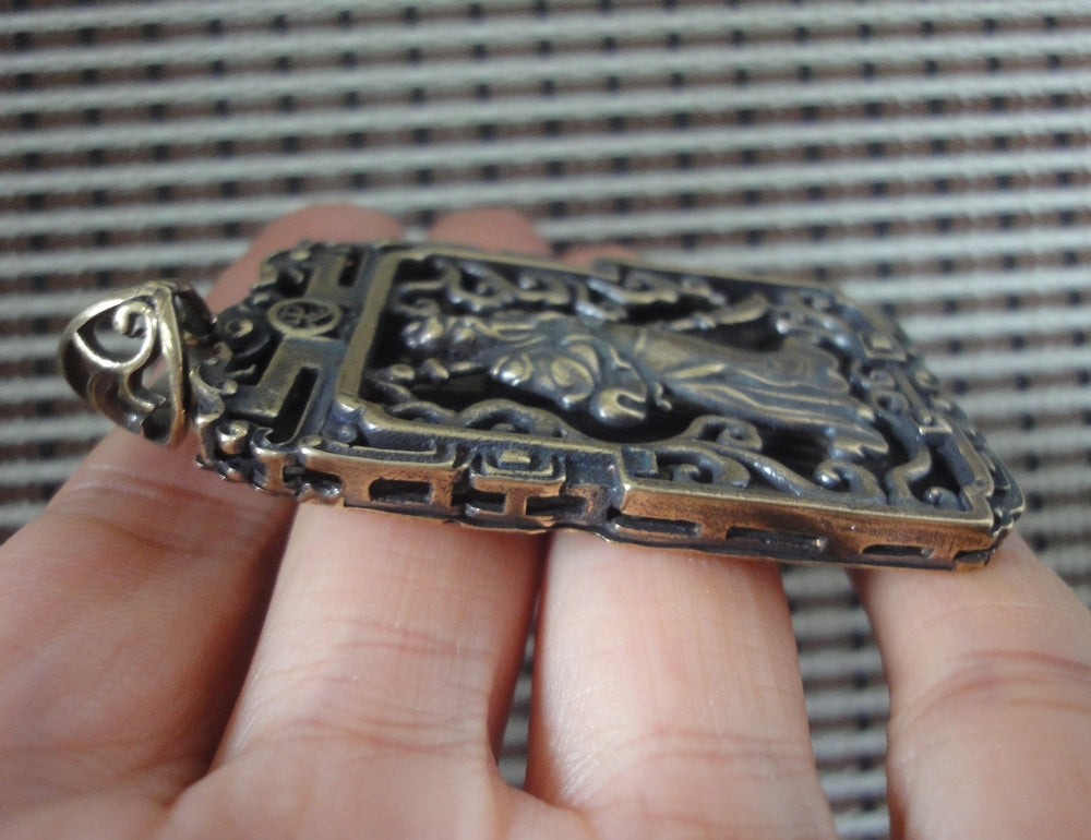GuanGong Brass Pendant - Traditional Chinese Good Fortune Jewelry