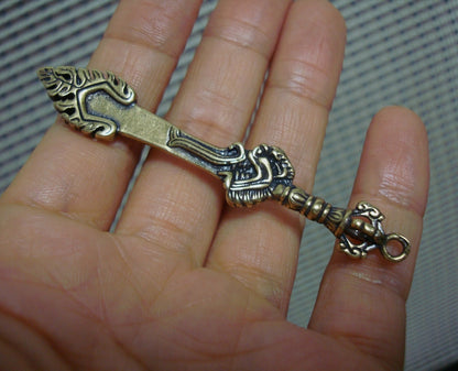 Retro Solid Brass Sword Of Clerical Wisdom Pendant