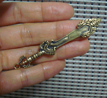 Retro Solid Brass Sword Of Clerical Wisdom Pendant