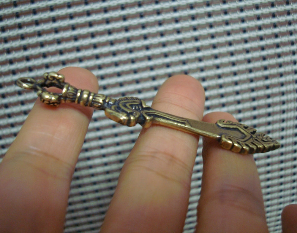 Retro Solid Brass Sword Of Clerical Wisdom Pendant