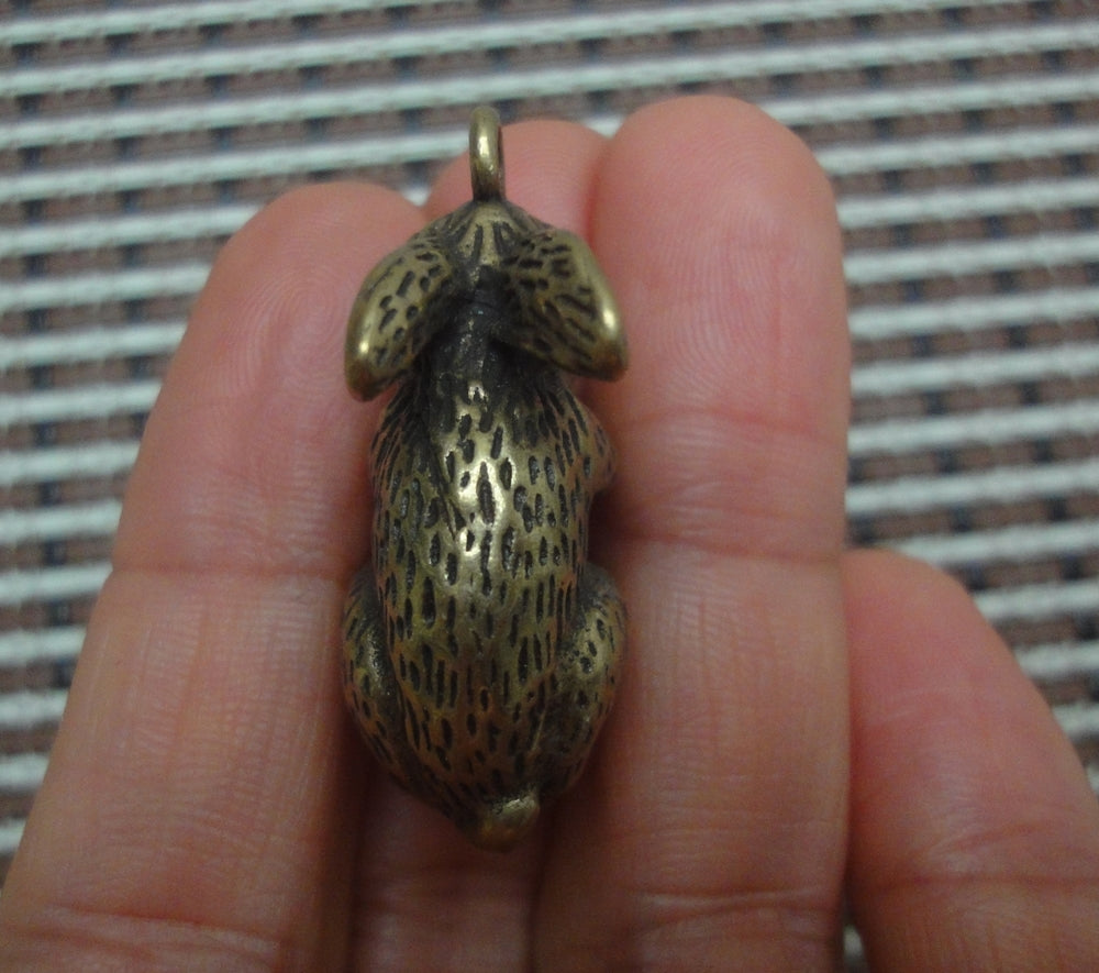 Antique Style Cute Rabbit Brass Charm | Handcrafted Animal Pendant for Necklaces