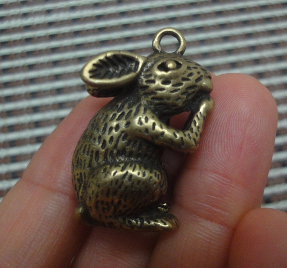 Antique Style Cute Rabbit Brass Charm | Handcrafted Animal Pendant for Necklaces