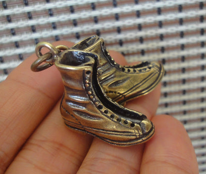 A Pair Retro Chinese Solid Brass Sneaker Pendant Keyring