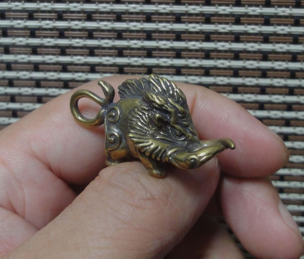 Vintage Style Solid Brass Wild Boar Figurine Animal Statue for Home Garden Decor