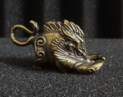 Vintage Style Solid Brass Wild Boar Figurine Animal Statue for Home Garden Decor