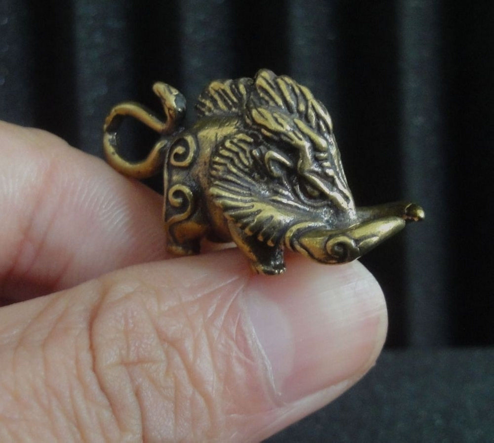 Vintage Style Solid Brass Wild Boar Figurine Animal Statue for Home Garden Decor