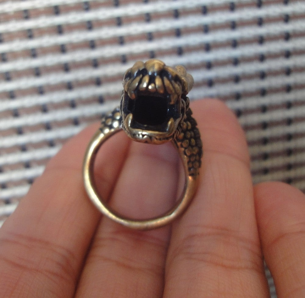 17MM Vintage Brass Dragon Men Ring | Chinese Zodiac Dragon Wrap-Around Amulet