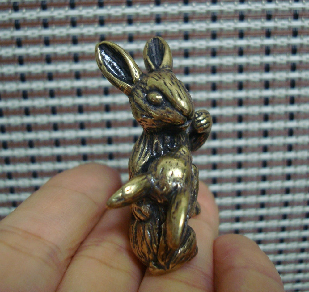 Solid Brass Parent-Child Rabbit Figurine Vintage Style Statue