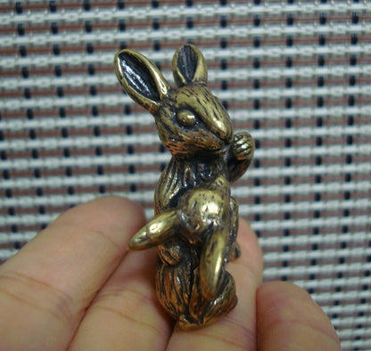 Solid Brass Parent-Child Rabbit Figurine Vintage Style Statue